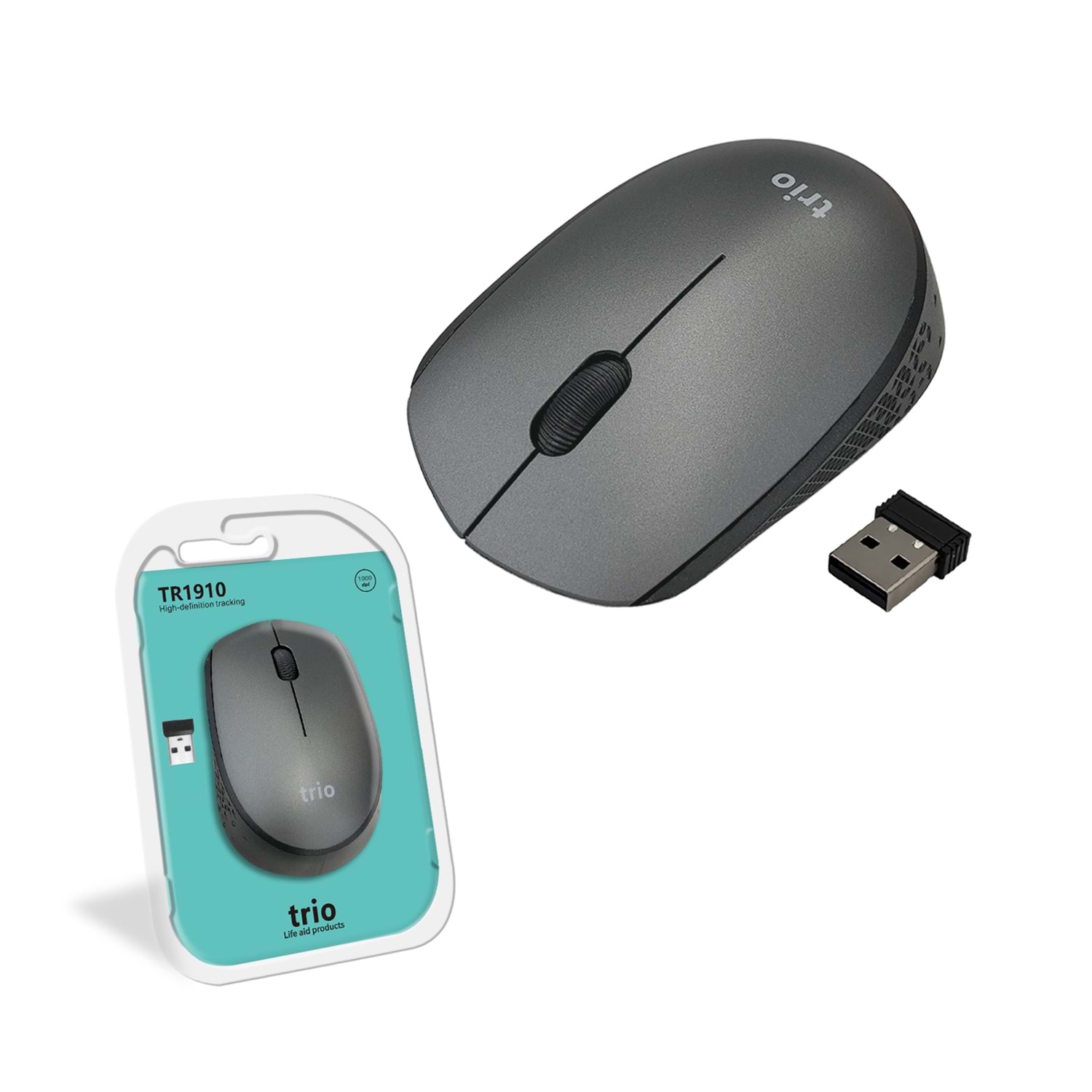 TRİO TR1910 Kablosuz Mouse - Sessiz Tıklama, Ergonomik Tasarım, USB Alıcılı